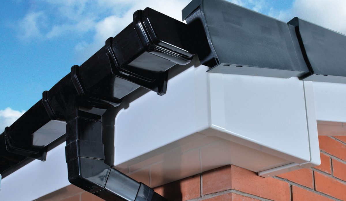 white fascias with black gutters