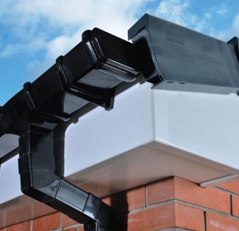 white fascias with black gutters