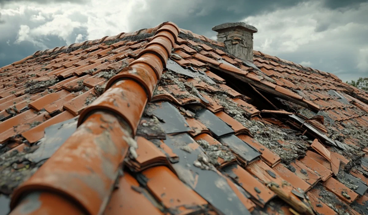 Roof Tiles Are Damaged by a Storm