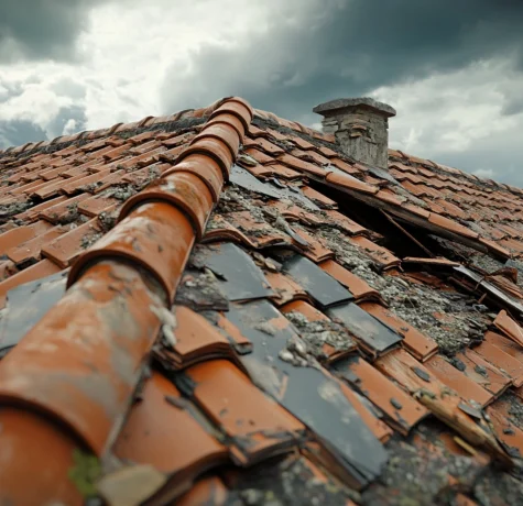 Roof Tiles Are Damaged by a Storm